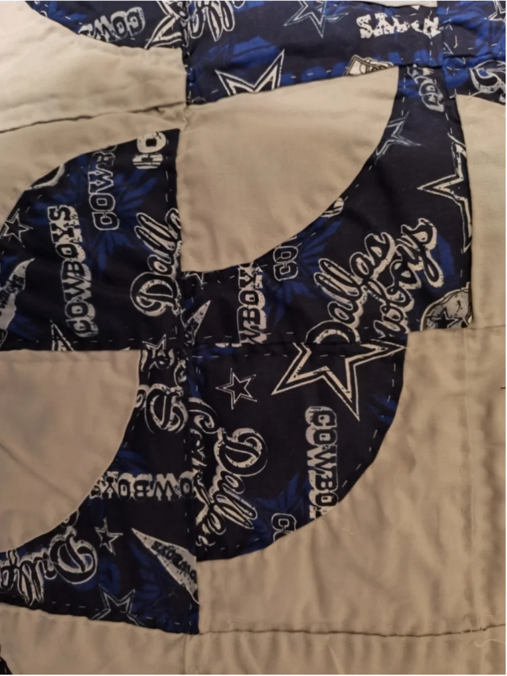 Hand Crafted Hand Stitched Dallas Cowboys Quilt 60in x 60in